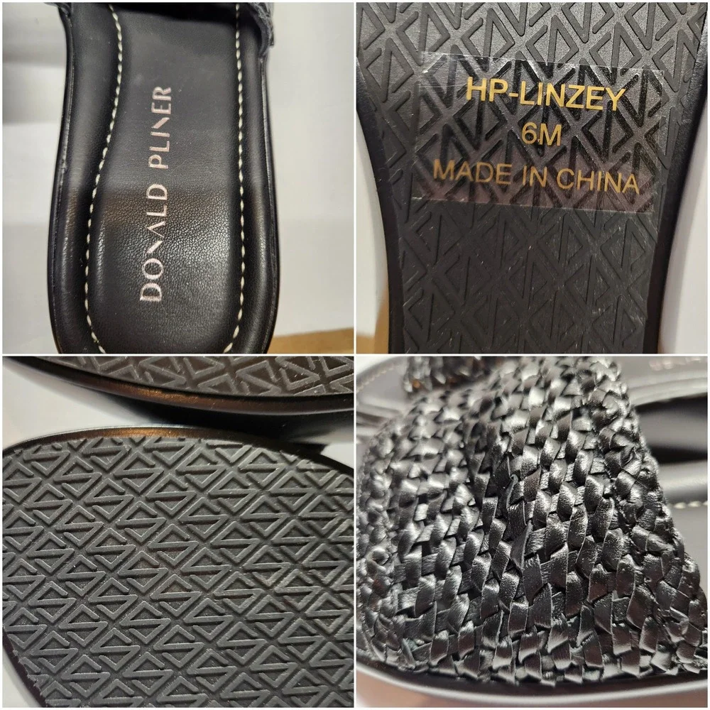 Donald Pliner HP-LINZEY Black Woven Wedge Slide Sandals Womens Size 6M